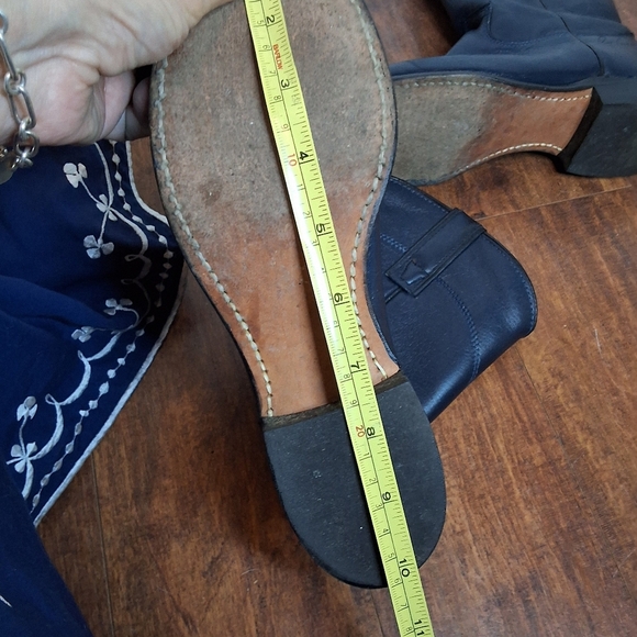 Roy Cooper Made In USA Blue Leather Cowboy Boots 6.5 - Picture 13 of 13